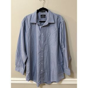 Nordstrom Mens Shop Traditional‎ Fit Dress Shirt Size 34 Lite Blue Wrinkle Free